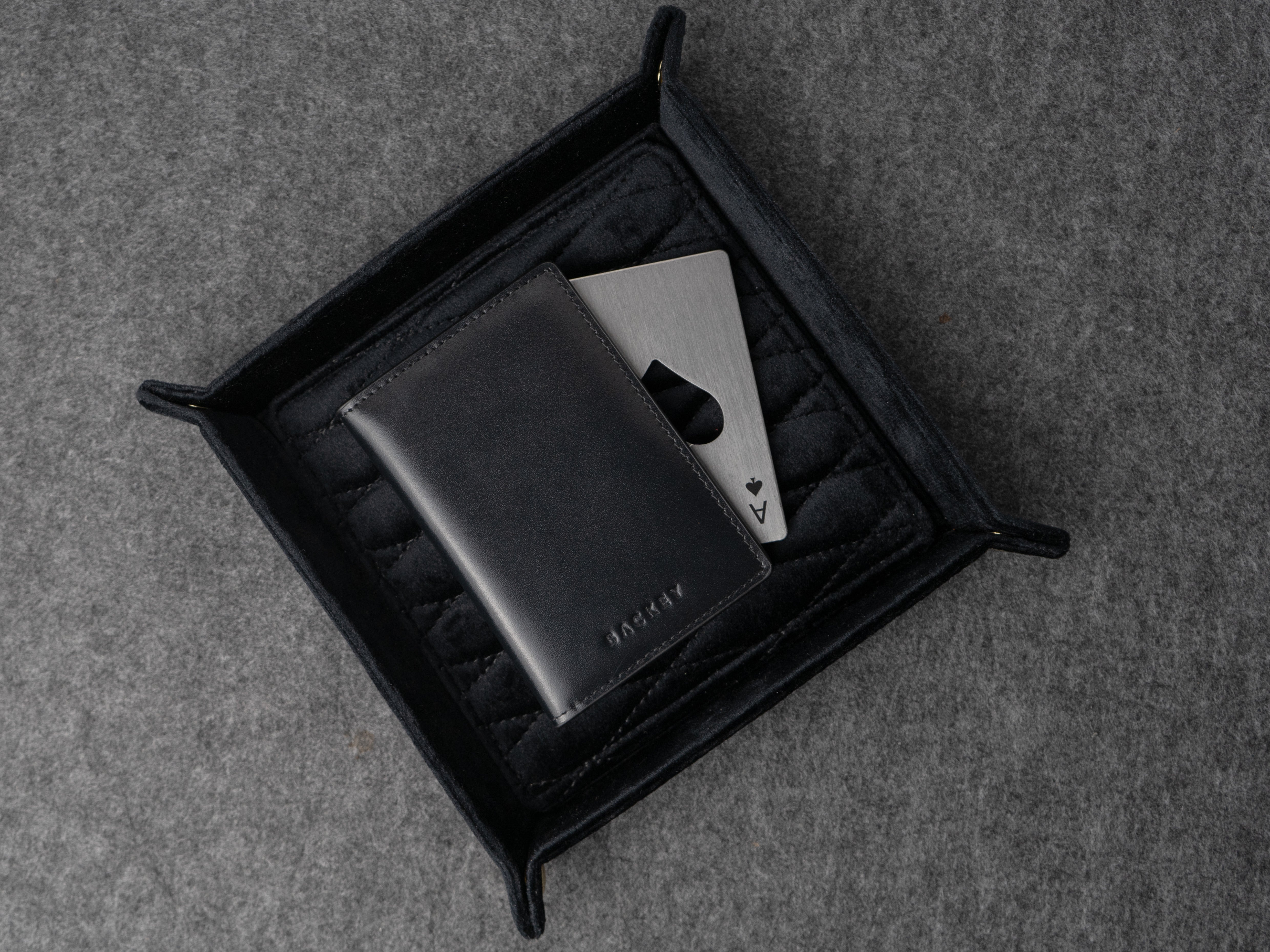 Black leather cardholder